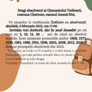 Invitație la întâlnirea cu absolvenții